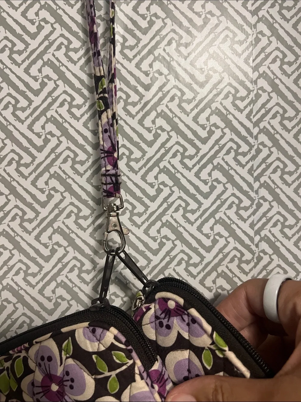 Vera Bradley Purple & Green Quilted Wristlet Wallet Case with Accessory Pouch